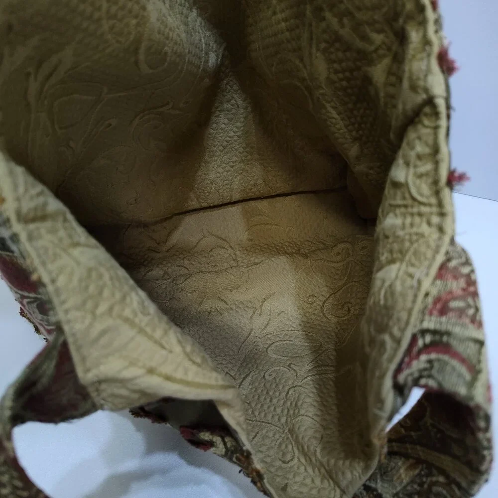 Handmade Boho Chic Paisley Tapestry Hobo Tote Bag Brocade Pattern Vintage Fabric
